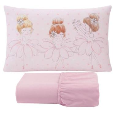 Imagem de Jogo de Lençol Solteiro 2 peças para Menina - Carinha de Anjo Enxovais