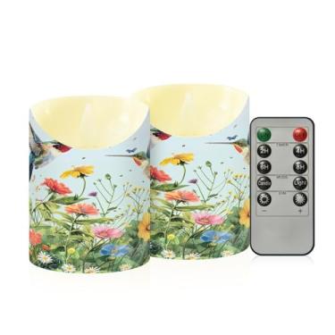 Imagem de Wassud Beija-flores voando velas sem chama com controle remoto, velas realistas cintilantes com temporizador, velas decorativas para Natal, casamento, festa, decoração de casa pequena