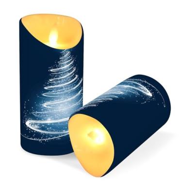 Imagem de ATTX Pacote com 2 velas brancas brilhantes para árvore de Natal – 7,6 cm x 9,9 cm de LED com controle remoto e temporizador para casa, casamento, decoração de acampamento #356