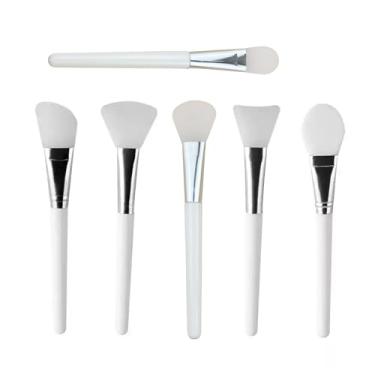Imagem de Conjunto de 6 aplicadores de máscara facial de silicone, pincéis de máscara facial com várias cabeças para máscaras de lama de argila, ferramentas aplicadoras de máscara para mulheres