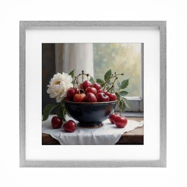 Imagem de Stupell Industries Impressão emoldurada cinza Cherry & Blossom Still Life Under Glass, design por Lettered and Lined, 13 x 13