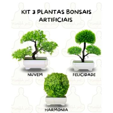 Imagem de Genérico, Kit 3 Bonsais Plantas Artificiais - Estilo Zen na sua Decoração Nuvem Felicidade Harmonia