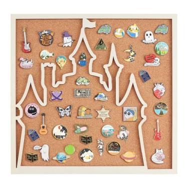 Imagem de BENECREAT Quadro quadrado de pinos de castelo, quadro de exibição de boletins de 30 x 30 cm, placa de cortiça montada na parede de 2 cm de espessura para broche, armazenamento, escritório, casa