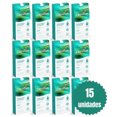 Imagem de Kit 15 Folhas Prontas Facial Depilação Cera Depilflax Aloe Vera 360un