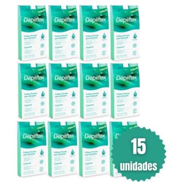 Imagem de Kit 15 Folhas Prontas Corporais Depilação Cera Depilflax Aloe Vera 300