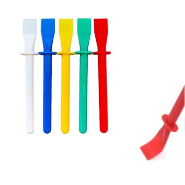 Imagem de Faca de paleta de plástico de 5 cores – ferramenta raspadora de pintura a óleo, espátula de artesanato DIY, ferramenta de trabalho de couro, aplicador de revestimento flexível