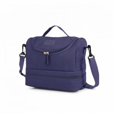 Imagem de Bolsa Térmica Lancheira Premium com 2 Compartimentos, Alça Ajustável, Impermeável, para Almoço, Marmita e Viagem, Disponível em Preto, Rosa, Azul e Cinza (Azul)