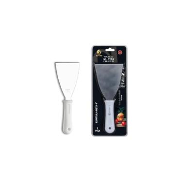 Imagem de Espátula Reta de Cozinha, Aço Inox, 4 Polegadas, Cabo Branco em Polipropileno, 24x10cm, 185g, Profissional