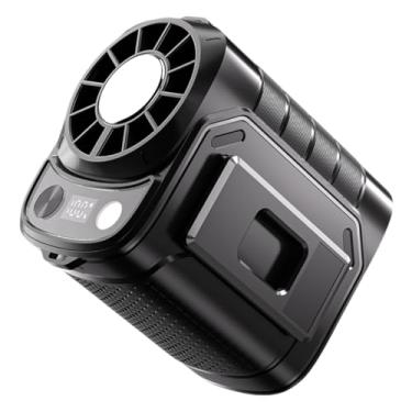 Imagem de Ventilador Portátil Multifuncional Compacto 5 Velocidades 18.000 RPM Bateria 4.000 mAh Carregador e Lanterna LED Com Clipe de Cintura e Cordão Carregamento USB Tipo C (Preto)
