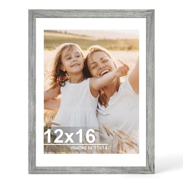 Imagem de Hongkee Porta-retrato de 30 x 40 cm com vidro, para exibição de 28 x 35 cm com tapete ou 30 x 40 sem tapete, molduras de madeira para fotos de 28 x 35 cm para montagem na parede (cinza, 1 pacote)