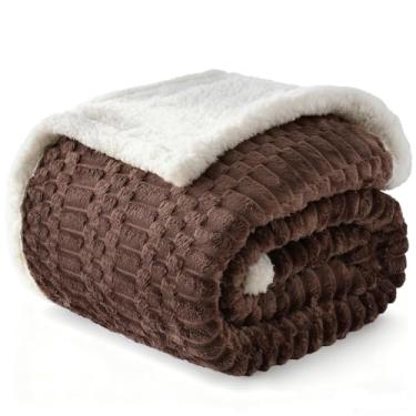 Imagem de Cobertor de lã de ovelha para sofá flanela aconchegante macio cobertor de solteiro quente para cama de lã decoração de casa, presentes Z01 - café escuro, 203 cm x 228 cm
