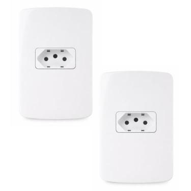 Imagem de Kit 2Und Conjunto com Tomada Branco 10A 2P+T 250V Placa 4x2 - MarGiriu