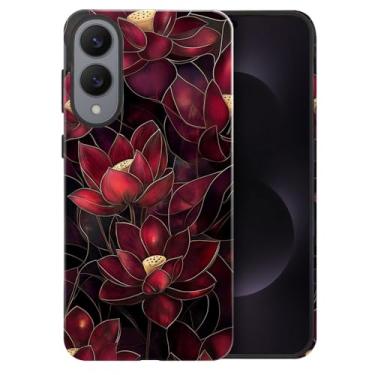Imagem de heindiy Compatível com Samsung Galaxy S25 Edge, capa brilhante, proteção total, à prova de choque, anti-arranhões, capa de TPU, capas para homem mulher - flor de lótus vibrante