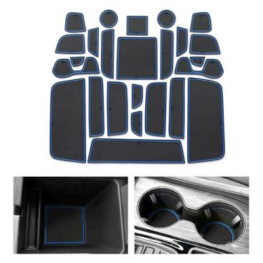 Imagem de smabee 25 peças de forro de console central para Honda Passport 2026 tapetes de forro de bolso de porta para porta-copos de passaporte 2026 inserções tapetes antipoeira acessórios interiores (azul)