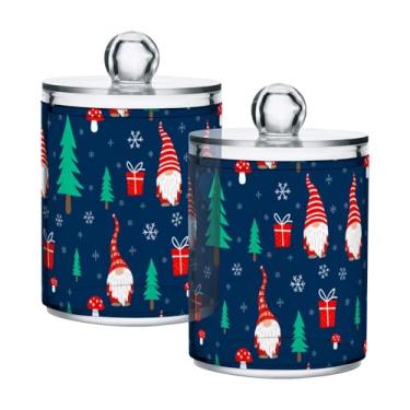 Imagem de Qilmy Pacote com 2 suportes para gnomos de Natal de desenho animado, frascos de boticário de 400 ml, vasilha organizadora de banheiro para cotonetes, bolas de algodão, almofadas de maquiagem, fio