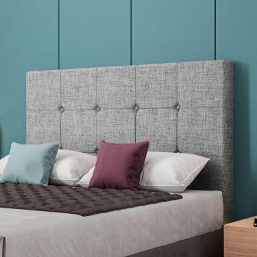Imagem de Cabeceira Estofada Casal 140 Cm Safira Linho Cinza