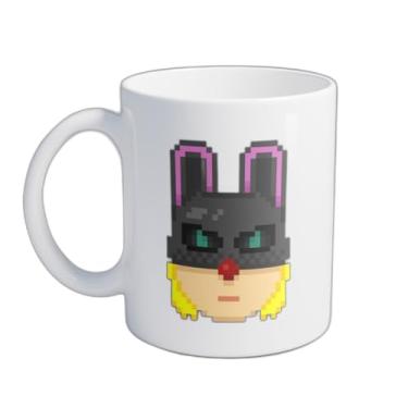 Imagem de Caneca Xícara de Café Porcelana 300ml Com Desenho Coelho Mascarado Estilo Pixel