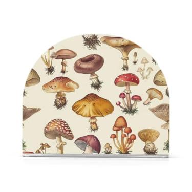 Imagem de Porta-guardanapos de cogumelo vintage acrílico, porta-guardanapos para guardanapos de jantar, suporte de guardanapo de bar para guardanapos de papel de jantar