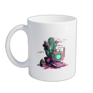 Imagem de Caneca Xícara de Café Porcelana 300ml Com Desenho de Cacto