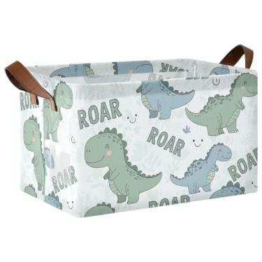 Imagem de Cesta dobrável de dinossauros fofos para organização e armário, cesta de brinquedo para cães para armazenamento e organização de trailers, 17 x 29 x 25 cm, 1 pacote