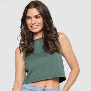 Imagem de Regata Cantão Cropped Tricô Feminina-Feminino