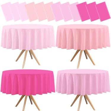 Imagem de BCCSNNM 12 peças de toalha de mesa descartável de plástico para mesas redondas à prova d'água para festas e decorações, suprimentos para festas de fim de ano para decorações de jantar