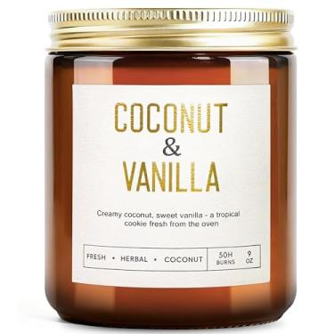 Imagem de Velas de coco e baunilha – velas de soja natural de 255 g para casa, perfumadas em casa, conjunto de velas de aromaterapia de cera de soja de longa duração, conjunto de presente para mulheres, spa