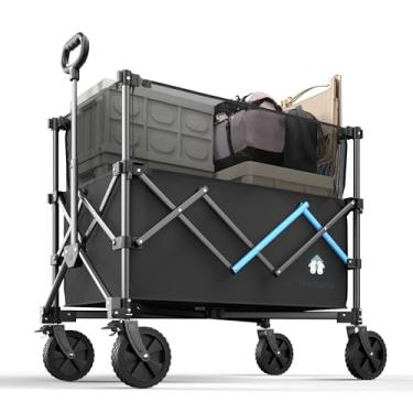 Imagem de Carrinho de carroça dobrável e levantável, carrinho dobrável resistente com rodas, vagão utilitário dobrável para acampamento, compras, jardim, esportes, apartamento, ar livre, praia