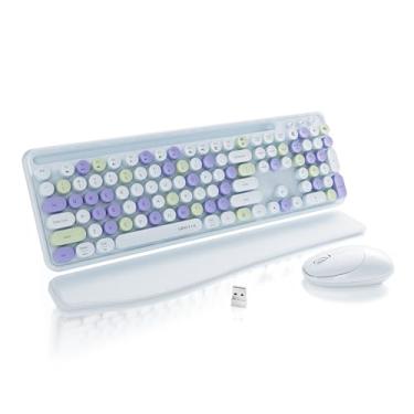 Imagem de FCPLU Teclado e mouse de computador com apoio de pulso para celular (azul claro colorido)