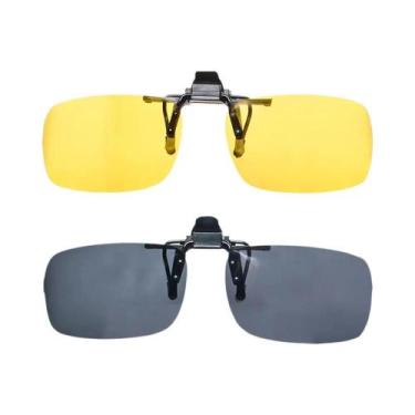Imagem de Óculos De Sol Polarizados Anti Luz Azul Com Clip Laranja Amarelo Bloqu
