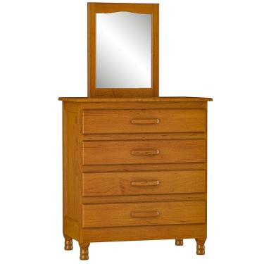 Imagem de Cômoda Para Quarto Com Espelho 4 Gavetas Plaza M06 Imbuia Brilho - Lyam Decor