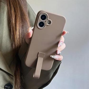 Imagem de IRTGFG Capa de silicone líquido de luxo com suporte para anel de dedo para iPhone 16, capa portátil, à prova de choque, fosca e macia (para iPhone 16/BR)