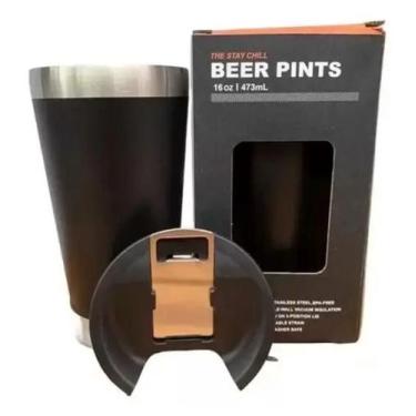 Imagem de Copo Térmico para Cerveja Com Tampa E Abridor De Garrafa 473ml - lengm