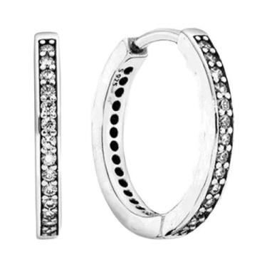 Imagem de Brincos De Argola Femininos Em Prata 925 Com Pingente Em Forma De Cora