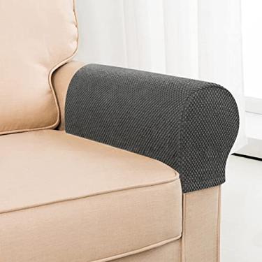 Imagem de Capas de apoio de braço para sofá, conjunto de 2 capas de tecido elástico para poltrona, poltrona, poltrona, poltrona, para poltrona, protetor de móveis, cinza escuro