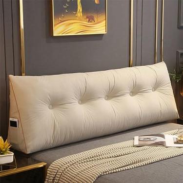 Imagem de BAGASI Almofadas de cunha, cabeceira, leitura, travesseiros, para sentar na cama, descanso, grande, triangular, almofada de algodão e linho, almofada de apoio lombar, bege, 60 x 50 x 20 cm