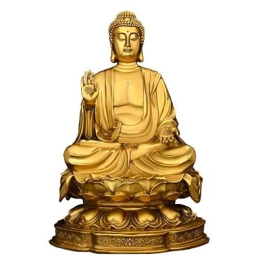 Imagem de FENNYYAR Ornamento de Buda Tathagata Cobre Puro Doméstico, 20 cm, Estátua de Buda de Lótus Decoração de Budismo