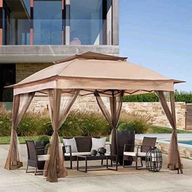 Imagem de CMOLVUR Tenda de dossel com teto duplo para área externa com bolsa de transporte de rede, pátio ajustável em altura para jardim e quintal