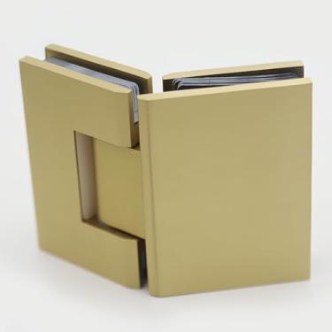 Imagem de NovaNectar Dobradiça de porta de vidro de latão, dobradiças de placa traseira curta resistente de 90 graus, substituição de ferragens de porta de chuveiro para vidro temperado de 8 a 12 mm (ouro, 1