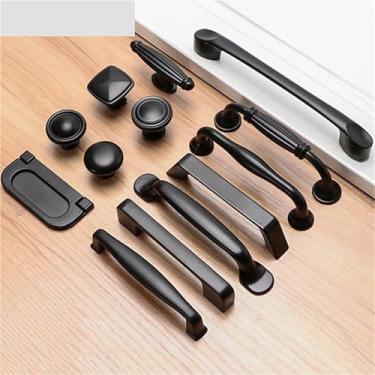 Imagem de HTNAFONI Peças sólidas de móveis de furo único acessórios de ferragens maçaneta de porta de gaveta maçaneta preta para armário de cozinha 1 peça (8511-128)