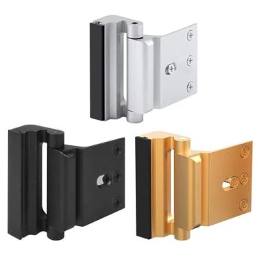 Imagem de Fechadura de segurança doméstica com trava de reforço de porta com batente de 7,5 cm, suporte de 362 kg, ferragem de defesa, 1 peça (2 peças prata)
