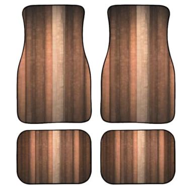 Imagem de AIYOOLER Tapetes de chão de carro laranja laranja marrom vintage, tapetes abstratos de cobre listrado de vidro para carros, 4 peças automotivas dianteiras traseiras tapetes de pé de carro universais