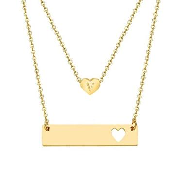 Imagem de JJTZX Conjunto de colar de mãe e filha com inicial de coração, nome e presente de dia das mães para mãe e filha, Small, Aço inoxidável, Sem Pedra Preciosa