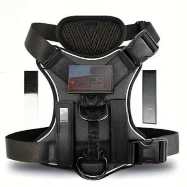 Imagem de Peitoral Ajustável Refletivo para Cachorro Porte Médio e Grande, Colete Reforçado Confortável com Regulagem e Segurança(Preto,P (S))