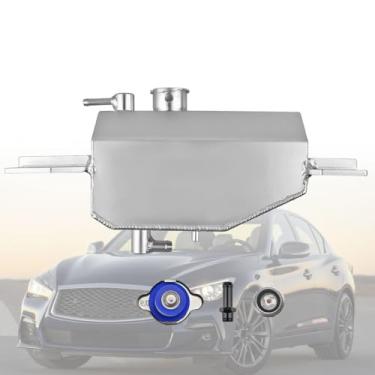 Imagem de Tanque de transbordamento de expansão de reservatório de refrigerante de alumínio com tampa compatível com Infiniti Q50 2014-2015 3.5L 3.7L Substituição 21710-4GN0A