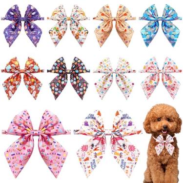 Imagem de PET SHOW Pacote com 10 gravatas borboleta para cães pequenos, para cães pequenos, para cães médios, meninos, meninas, gatos, acessórios de pescoço para filhotes, festas de fim de ano, acessórios para