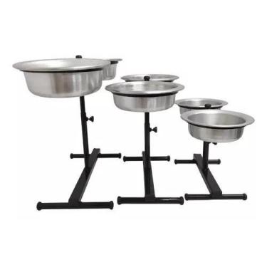 Imagem de Vasilha Ajustável Duplo Para Cachorro Regulável Alumínio 1 Litro - O P