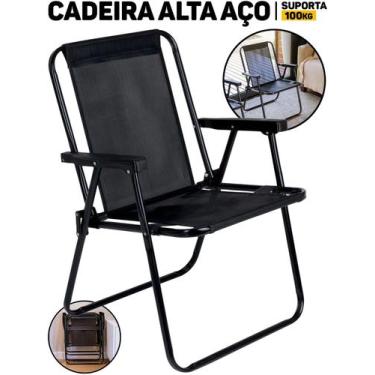 Imagem de Cadeira De Praia Alta Aço Reforçado Mor Até 100kg Dobrável P/ Piscina 