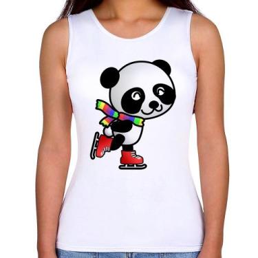 Imagem de Regata Feminina Panda de Patins - Foca na Moda, Branco, P