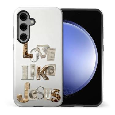 Imagem de CARLOCA Capa protetora brilhante de corpo inteiro compatível com Samsung Galaxy S25 Plus para meninas meninos à prova de choque padrão de estética leopardo 3D textura metálica amor como Jesus